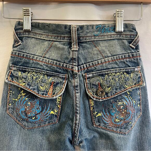 Jinzu Denim Kid Denim Jeans Size 5 Cotton Back Flap Pocket Design Missing Button - Picture 4 of 7